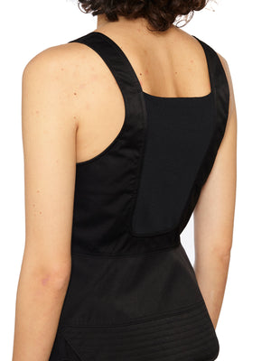 Sophisticated Black Corset Top with Front Zip for Women