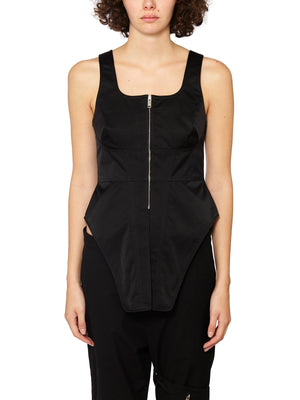 Sophisticated Black Corset Top with Front Zip for Women