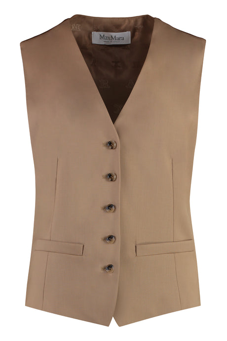 MAX MARA Elegant Virgin Wool V-Neck Waistcoat