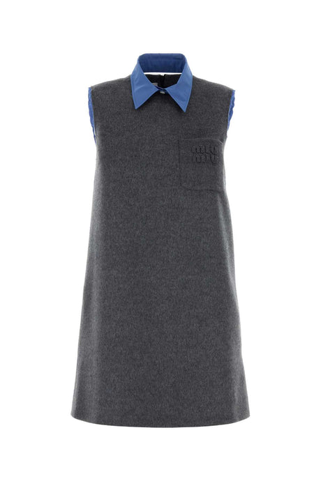 MIU MIU Chic Grey Velour Mini Dress for Women