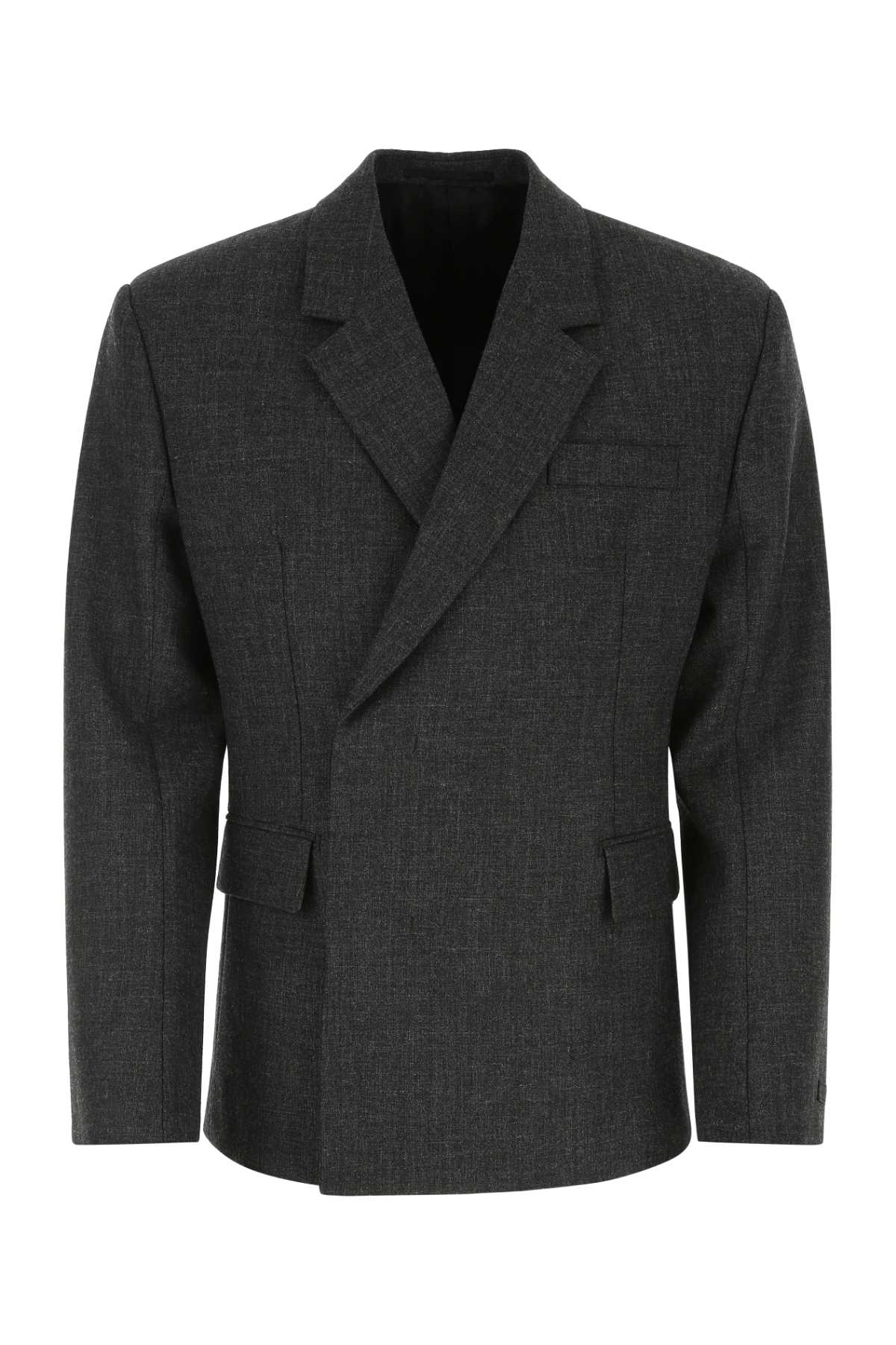 PRADA Elegant Dark Grey Wool Blazer for Men