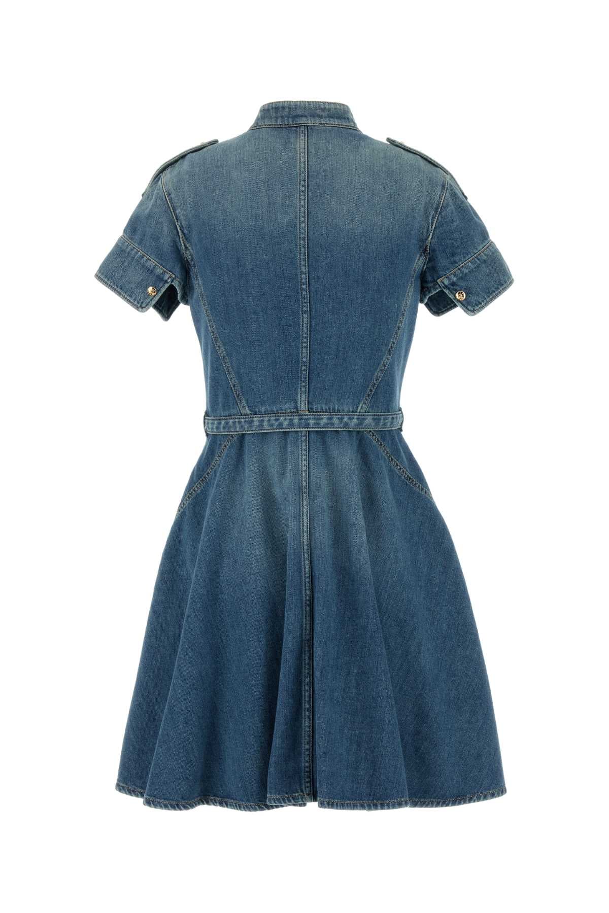 ALEXANDER MCQUEEN Light Blue Denim Mini Shirt Dress