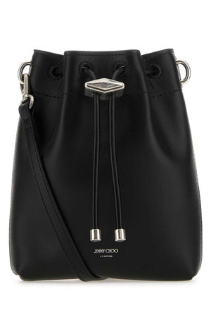 JIMMY CHOO Mini Black Leather Bon Bon Bucket Handbag