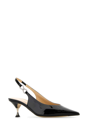 MACH&MACH Elegant Black Leather Crystal Bow Pumps - 5.5 cm Heel Height