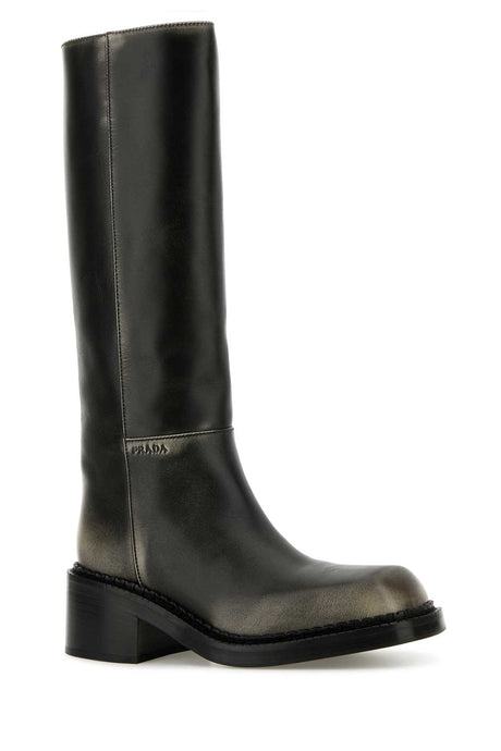 PRADA Chic Black Leather Boots with 6 cm Heel