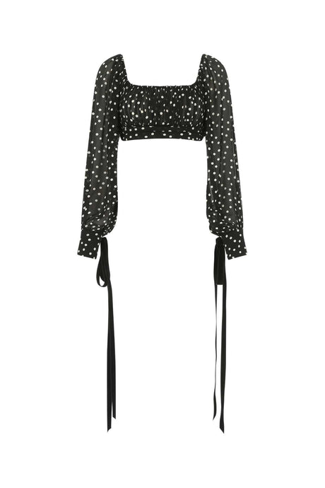 SAINT LAURENT Elegant Printed Silk Top