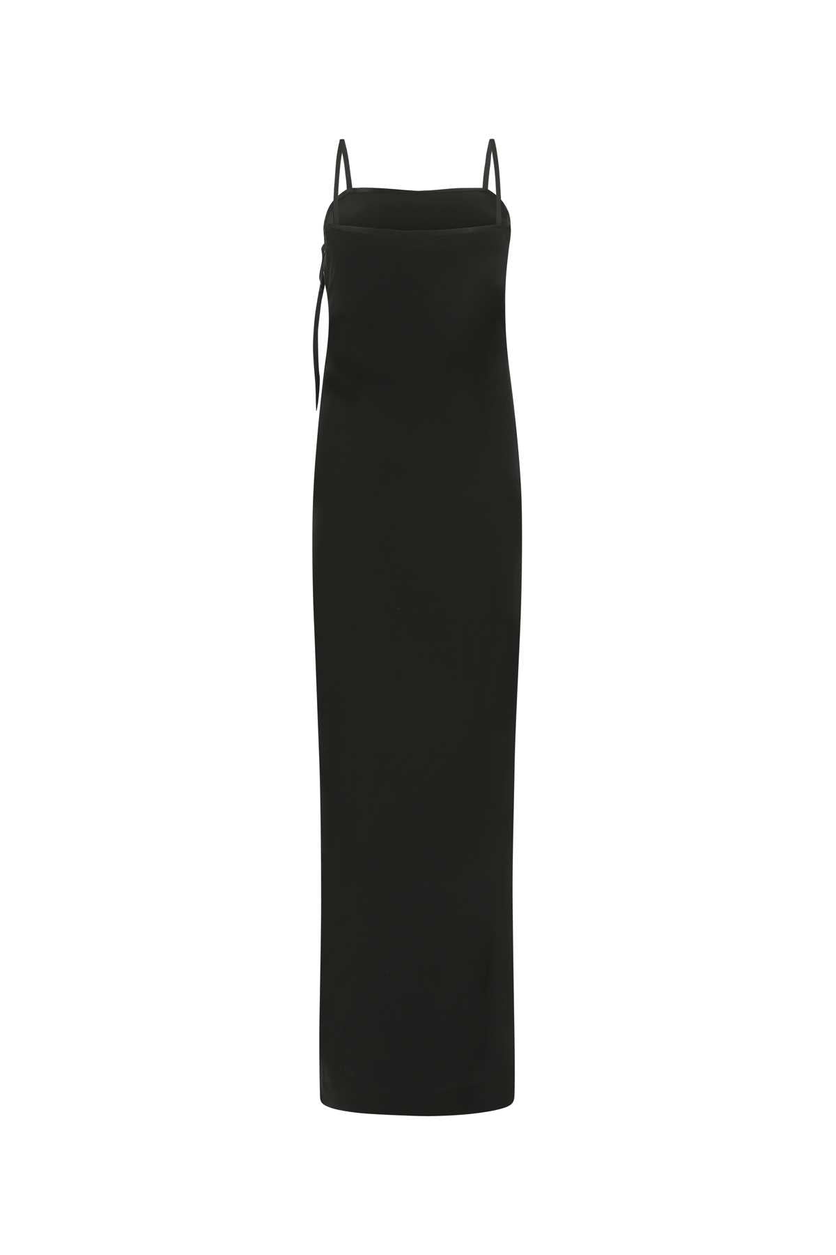 SAINT LAURENT Elegant Black Long Crepe Dress