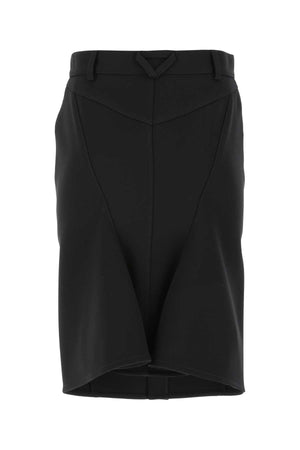 BOTTEGA VENETA Elegant Black Stretch Wool Blend Skirt