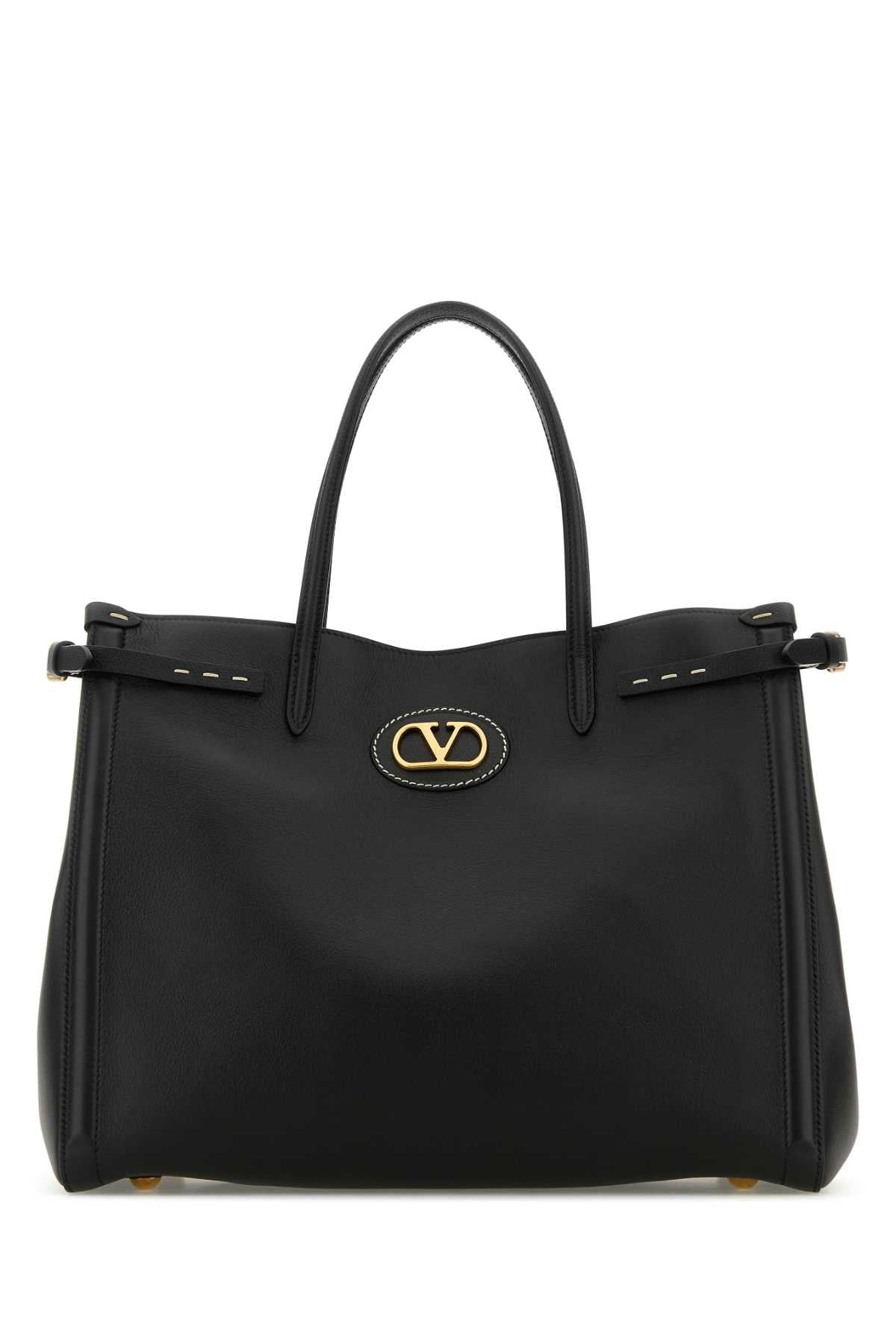 VALENTINO GARAVANI Black Leather Antibes Shopping Handbag - 34cm x 28cm x 17cm