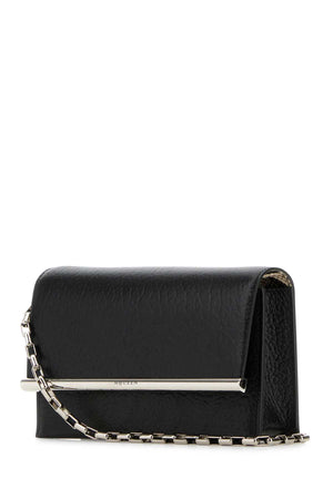 ALEXANDER MCQUEEN Mini Black Leather Cross-Bar Clutch