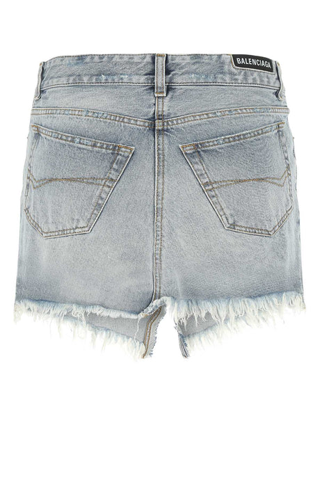 BALENCIAGA Light Blue Denim Cut-Up Mini Skirt