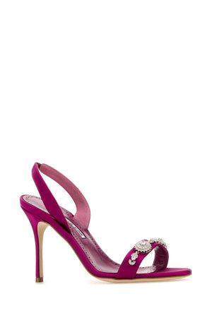 MANOLO BLAHNIK Elegant Satin Mini Sandals with 9 cm Heel Height