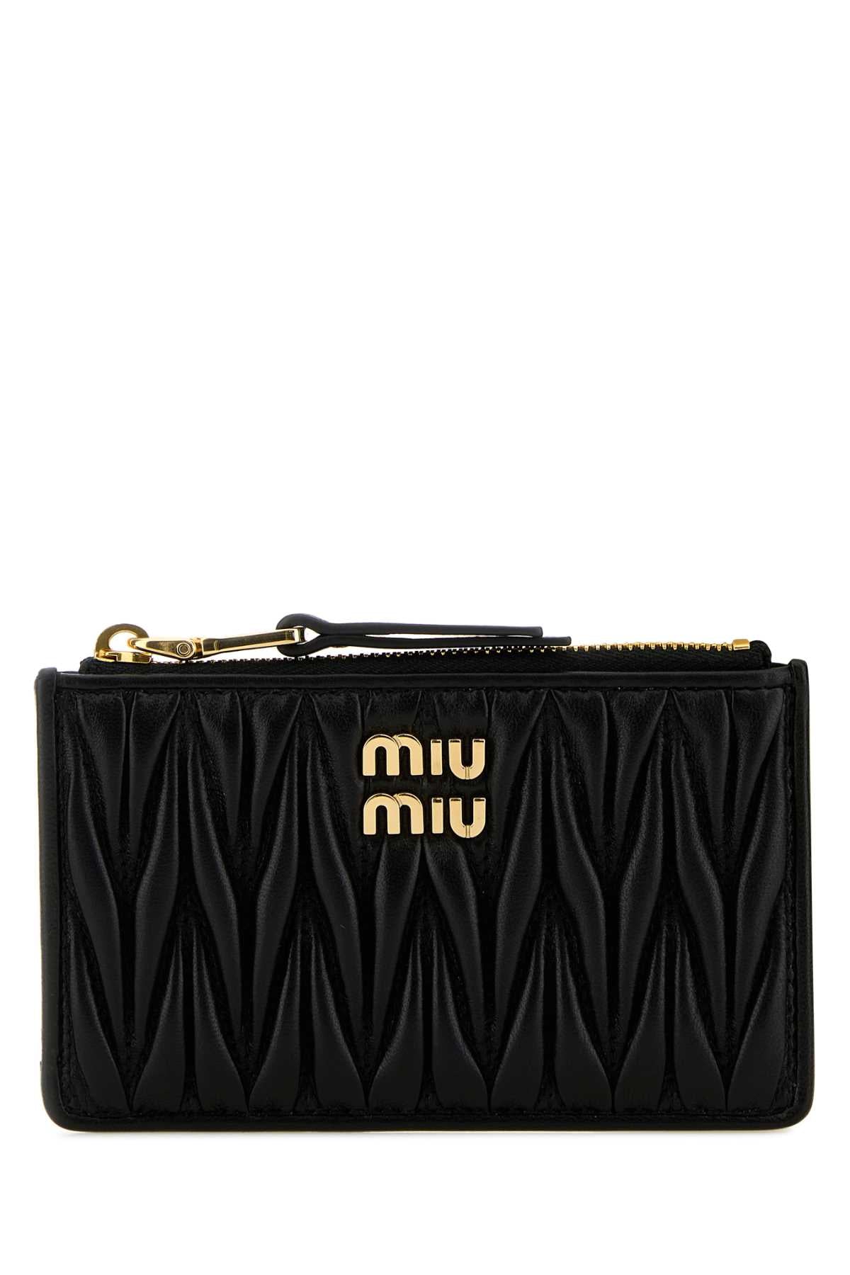 MIU MIU Mini Black Nappa Leather Card Holder