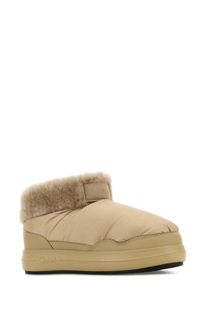 CHLOE Beige Fabric Ankle Boots for Women