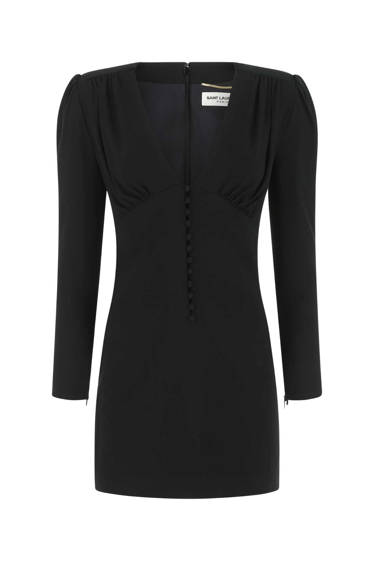 SAINT LAURENT Elegant Black Crepe Mini Dress