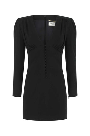 SAINT LAURENT Elegant Black Crepe Mini Dress