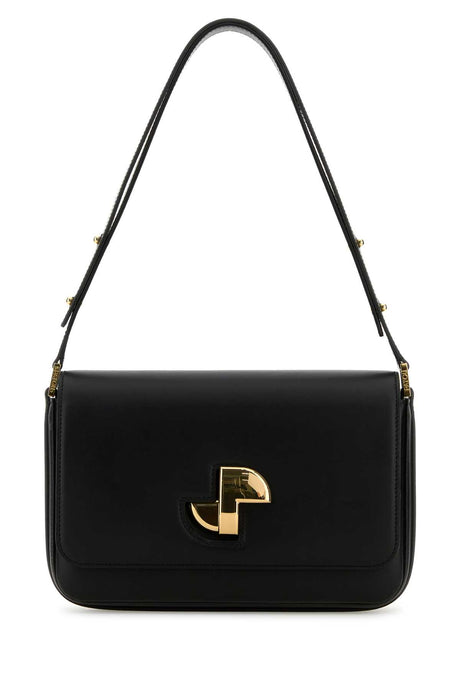 PATOU Mini Black Leather Lock Shoulder Handbag