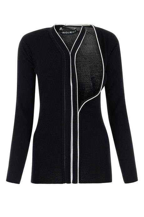 Y PROJECT Black Stretch Viscose Blend Cardigan for Women