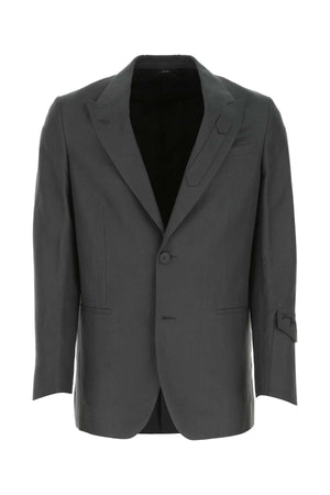 FENDI Dark Grey Linen Blend Blazer for Men - Effortless Style