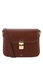 A.P.C. Bordeaux Leather Mini Crossbody Handbag - 24 cm x 18 cm x 7 cm