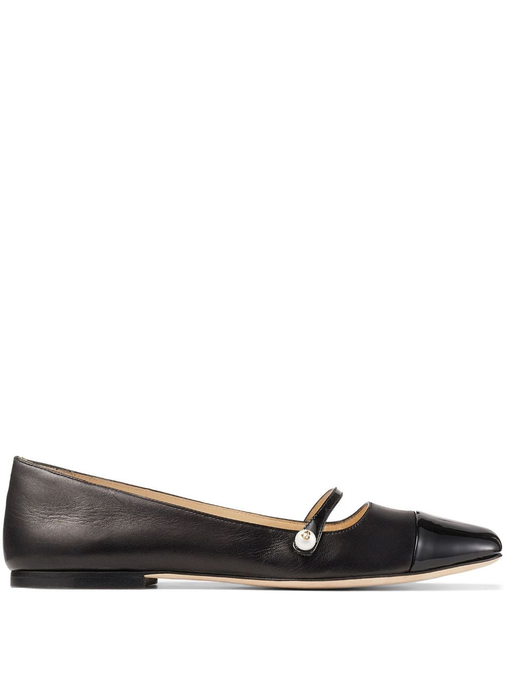 JIMMY CHOO ELISA FLAT GLITTERED LEATHER FLATS