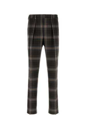 FENDI Embroidered Wool Checked Pants for Men