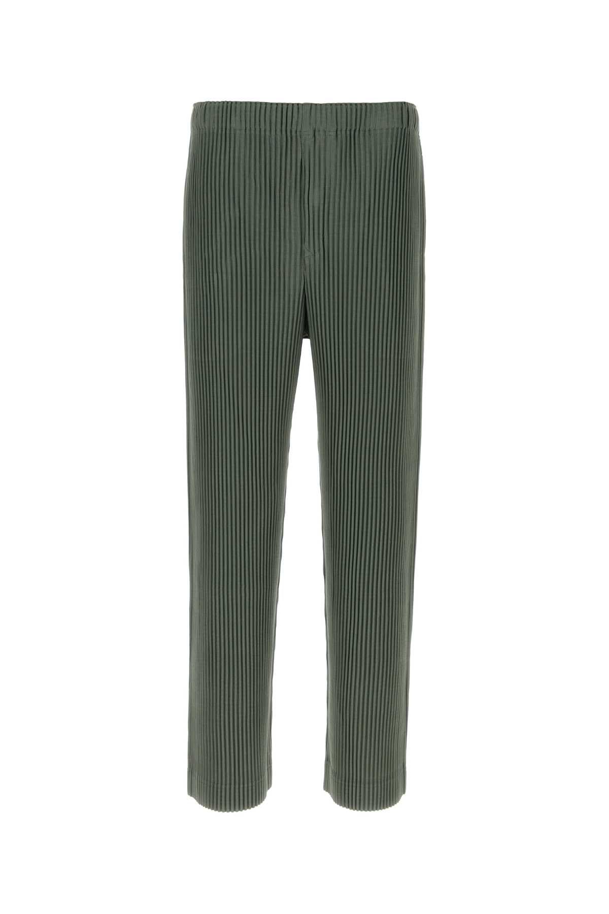 HOMME PLISSE' ISSEY MIYAKE Sage Green Polyester Slim-fit Pants