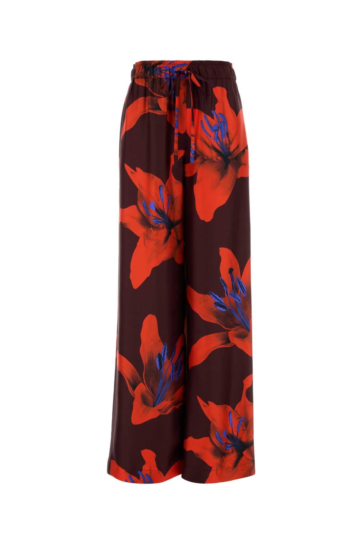 ALEXANDER MCQUEEN Floral Printed Wide-Leg Satin Pants