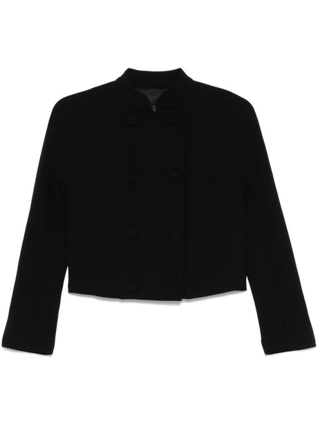 EMPORIO ARMANI Cropped Double-Breasted Crepe Jacket