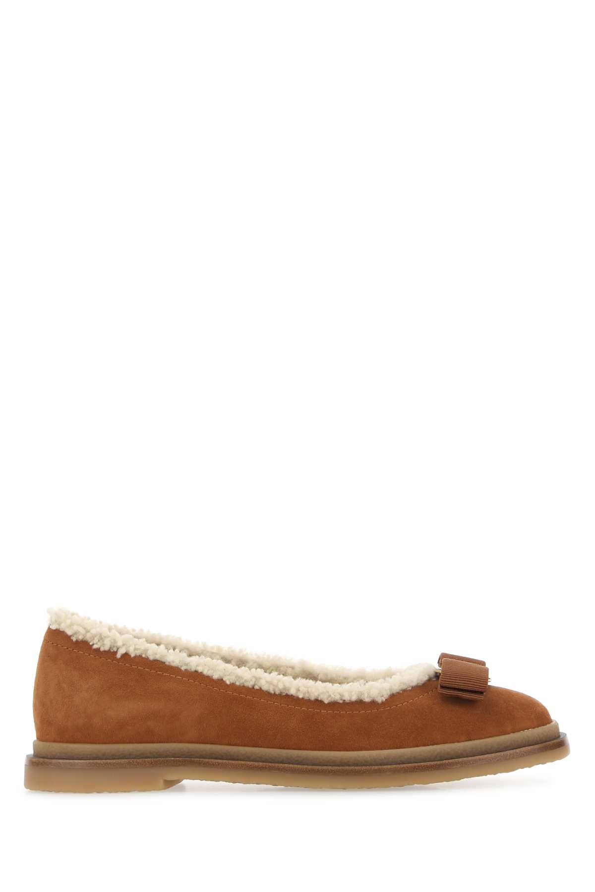 Ferragamo Caramel Suede Ballerinas for Women