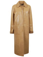 FENDI Women's Long-Cut Leather Jacket with Fur Lining