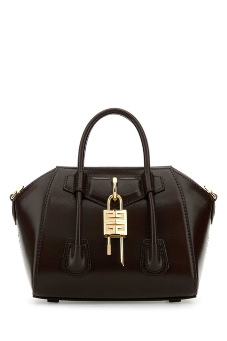 GIVENCHY Mini Chocolate Leather Lock Toy Handbag