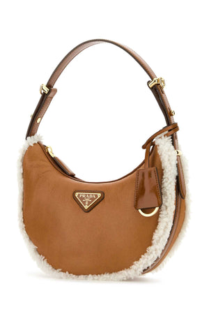 PRADA Mini Two-Tone Leather and Shearling Handbag