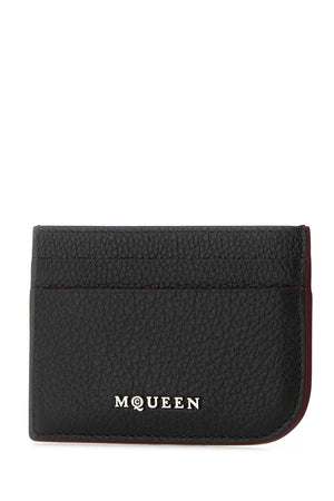 ALEXANDER MCQUEEN Mini Black Leather Card Holder