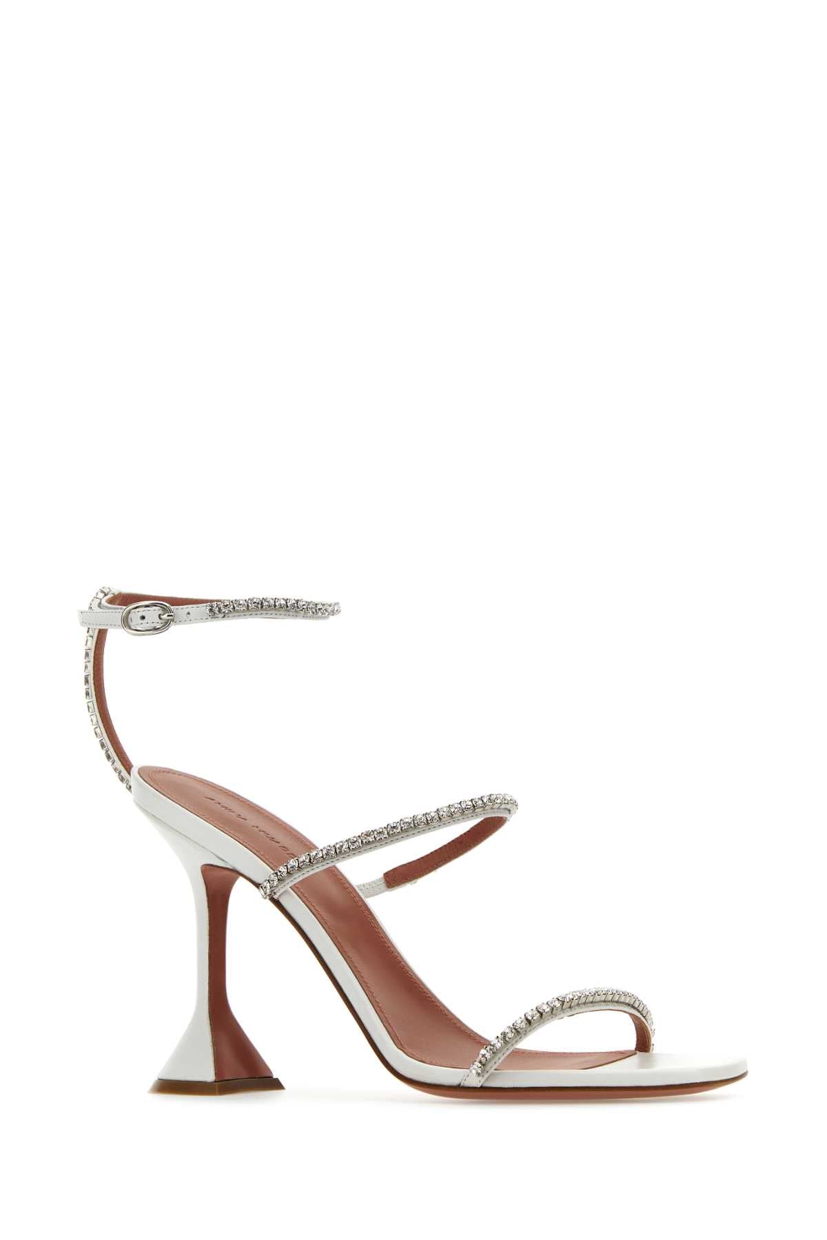 AMINA MUADDI Elegant Mini Leather Gilda Sandals with 3.7-Inch Heel