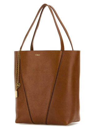 CHLOE Caramel Leather Spin Shopping Handbag - 27 cm x 30 cm