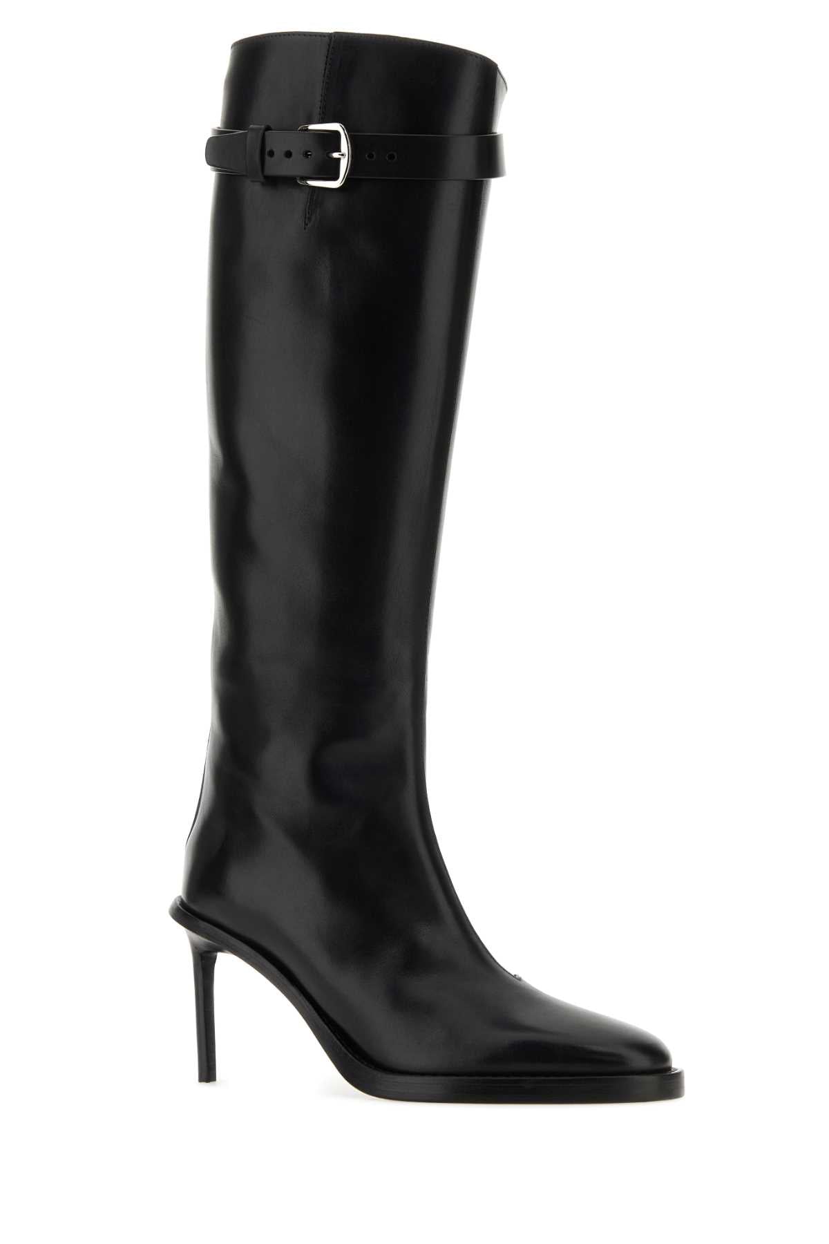 ANN DEMEULEMEESTER Elegant Black Leather Boots with 9 cm Heel for Women