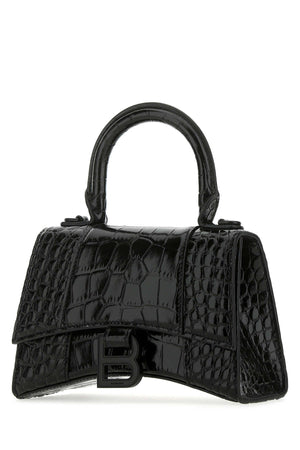 BALENCIAGA Mini Black Leather Hourglass XS Handbag