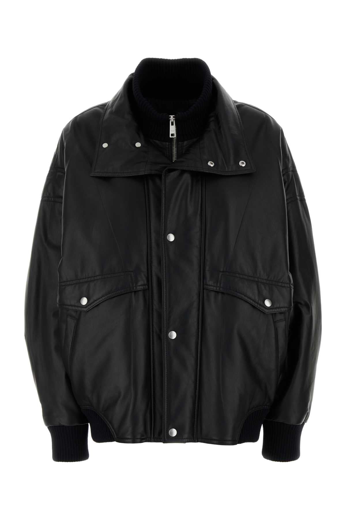 PRADA Chic Black Nappa Leather Bomber Jacket for Women