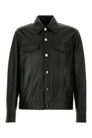 FENDI Luxe Black Leather Jacket for Men - 24W Collection