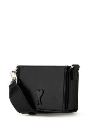 AMI Mini Black Leather Crossbody Handbag