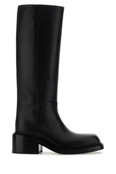 PRADA Elegant Black Leather Boots with 6 cm Heel