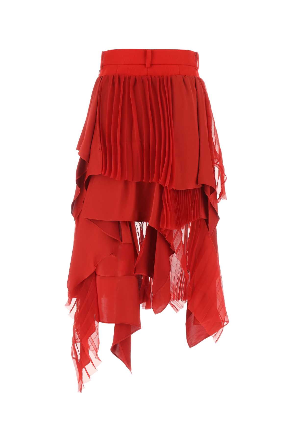 SACAI Mini Red Crepe Skirt