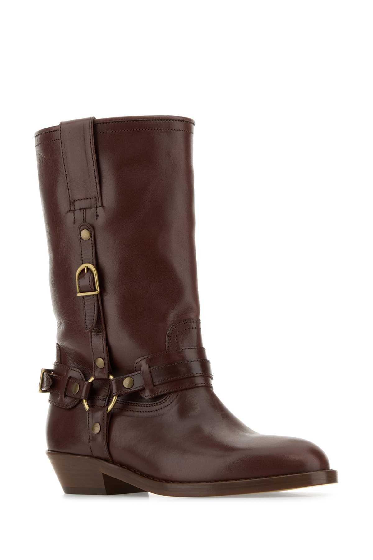 ISABEL MARANT Chic Brown Leather Ankle Boots