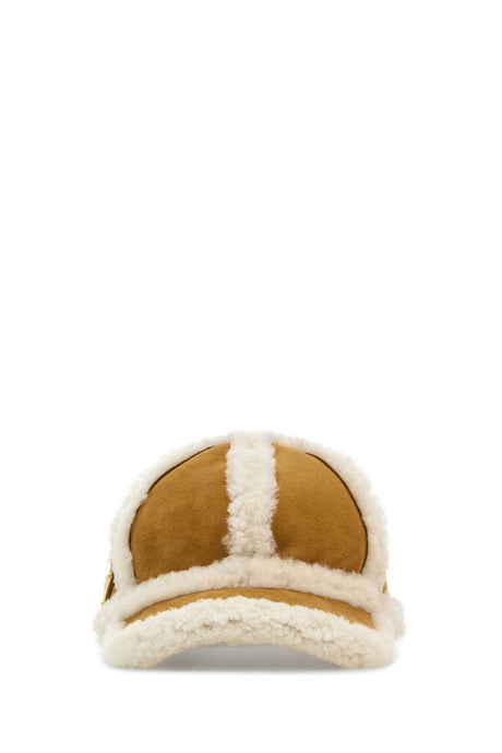 PRADA Luxury Beige Shearling Baseball Cap