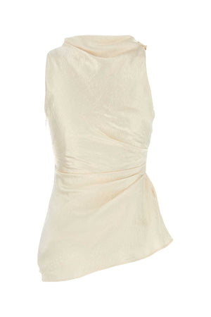 ALEXANDER MCQUEEN Elegant Cream Satin Top for Women