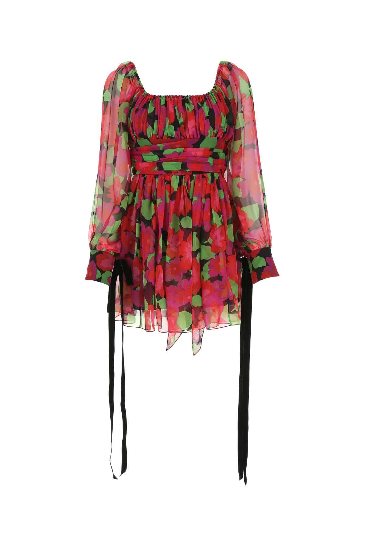 SAINT LAURENT Floral Silk Mini Dress