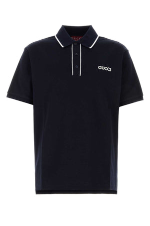 GUCCI Men's Stretch Piquet Polo Shirt - Navy Blue