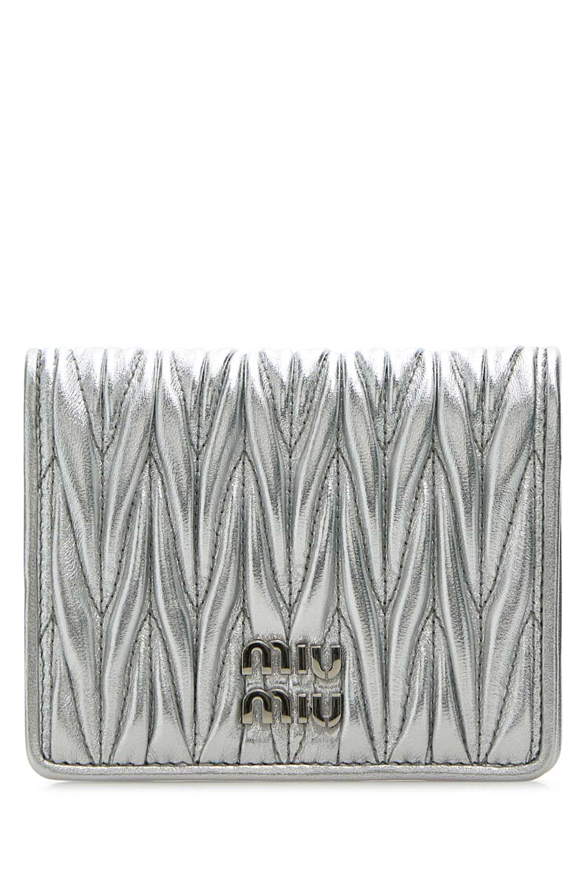 MIU MIU Mini Silver Leather Wallet - Elegant Accessory for Women