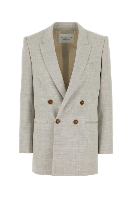 PHILOSOPHY DI LORENZO SERAFINI Beige Stretch Wool Blend Blazer for Women